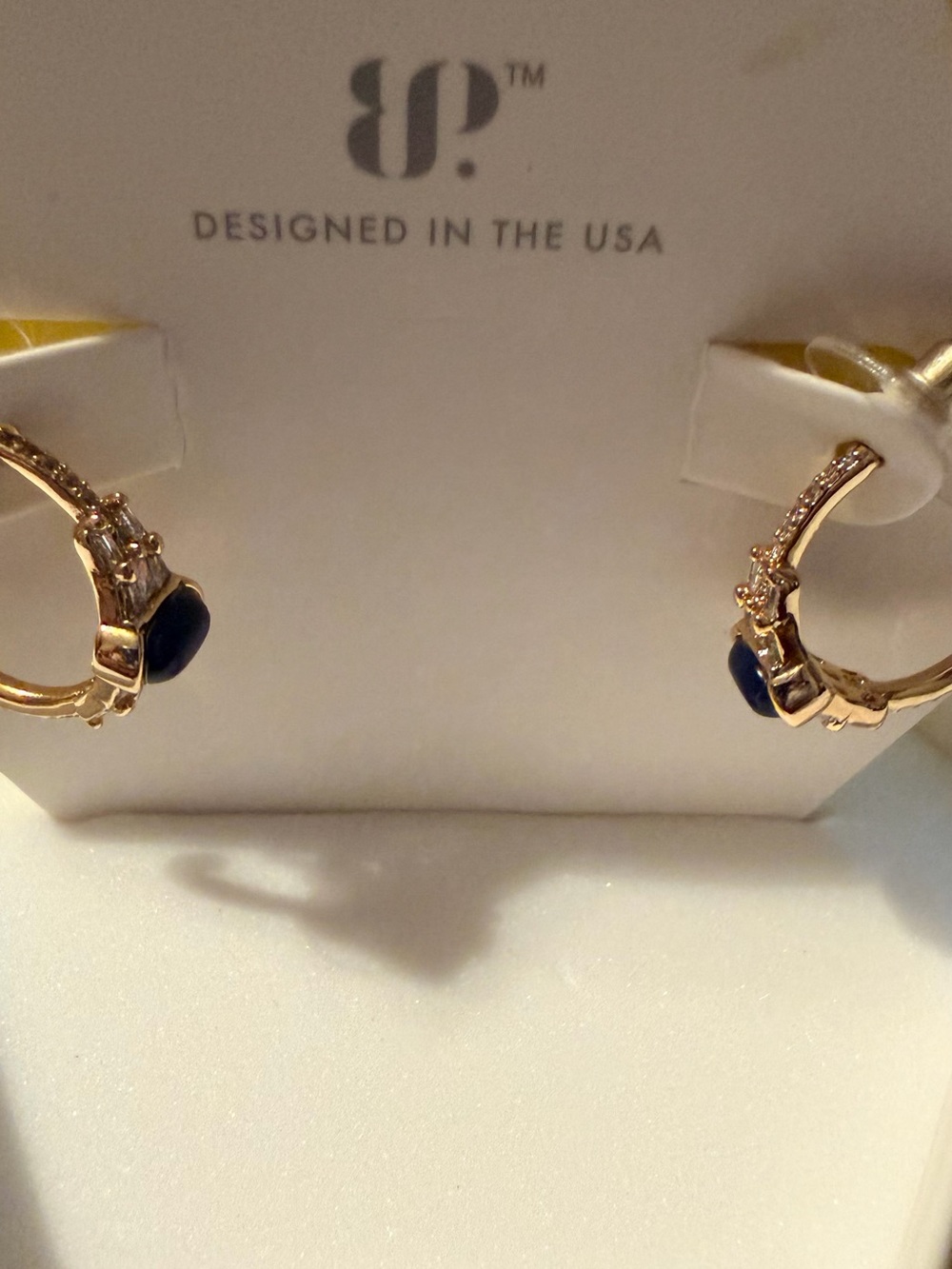 bp Gold-Tone Hoops with Dark Blue Accents